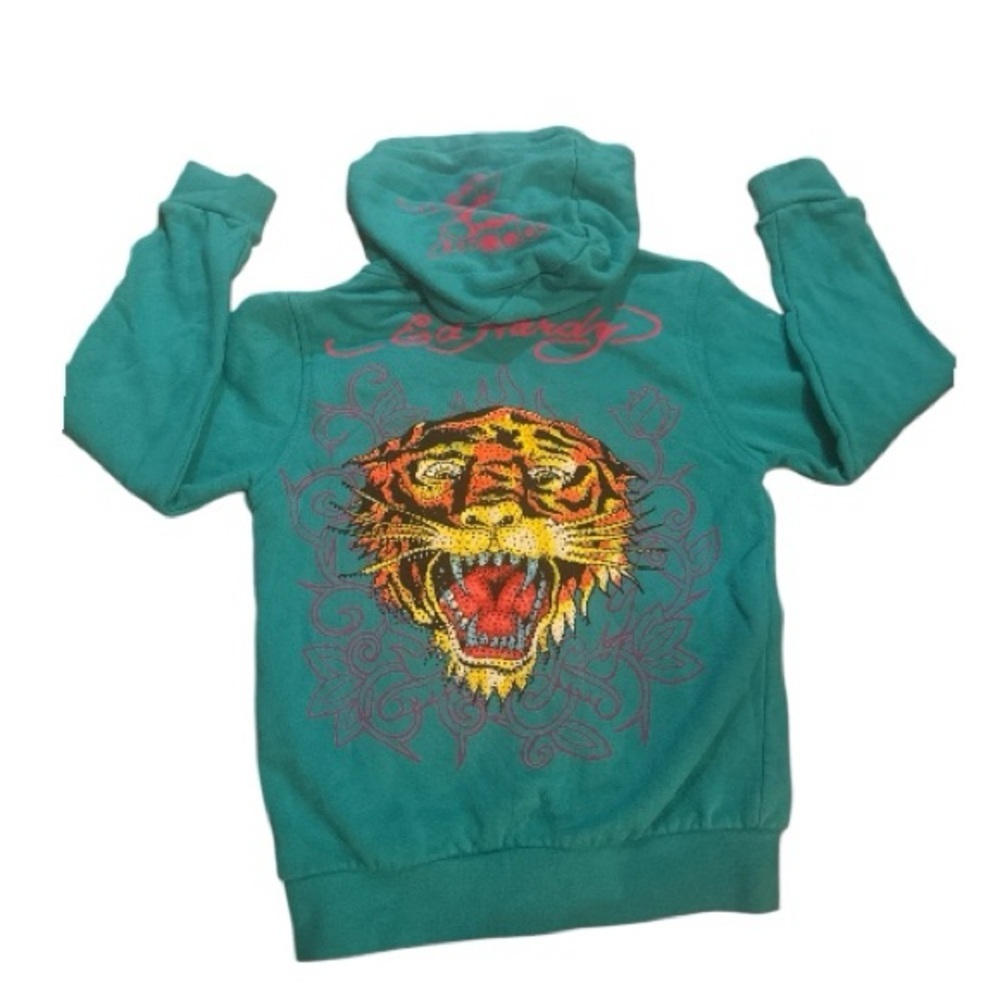 Y2K Ed Hardy Zip Up Jewelled Hoodie